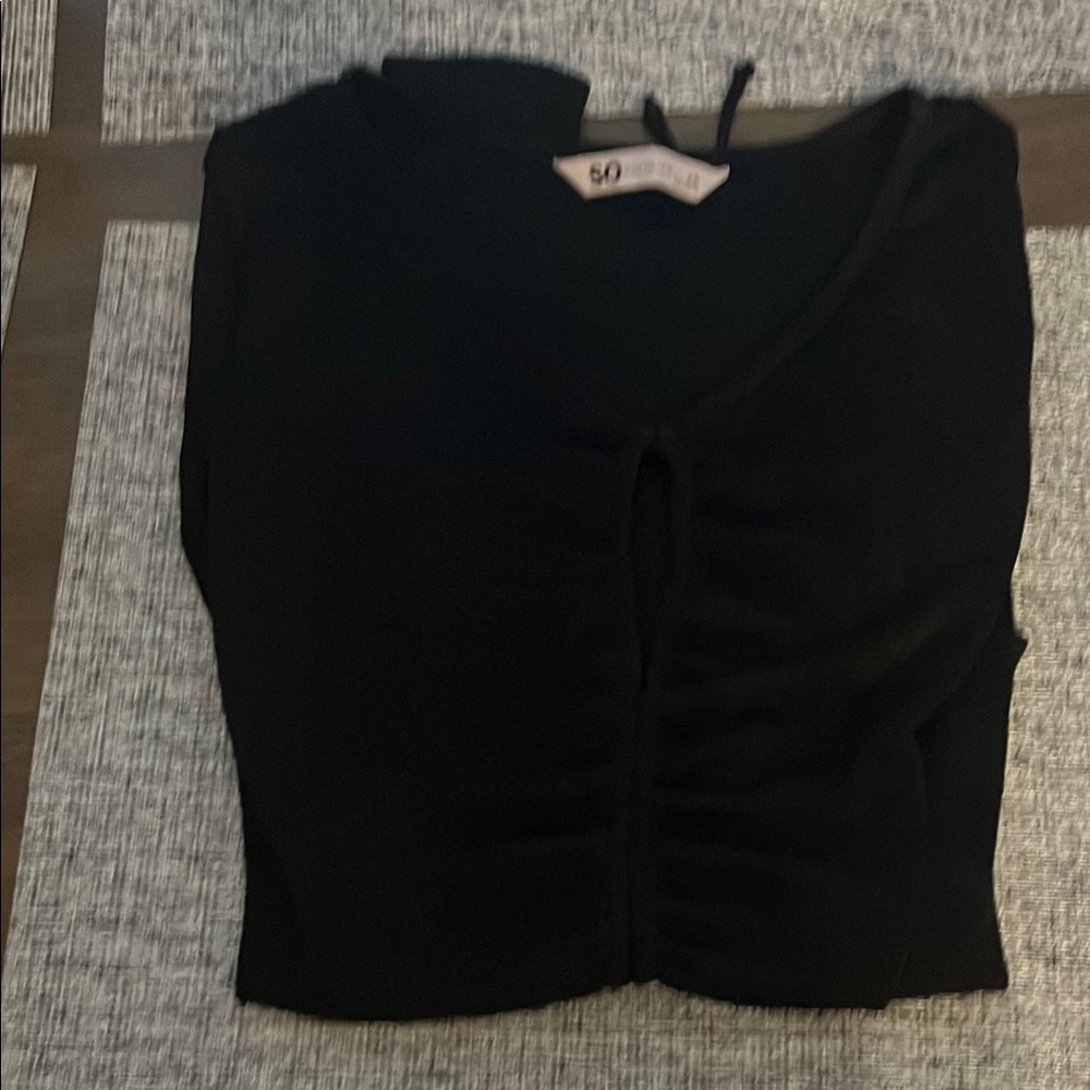 So Aesthetic Black Ruched Top